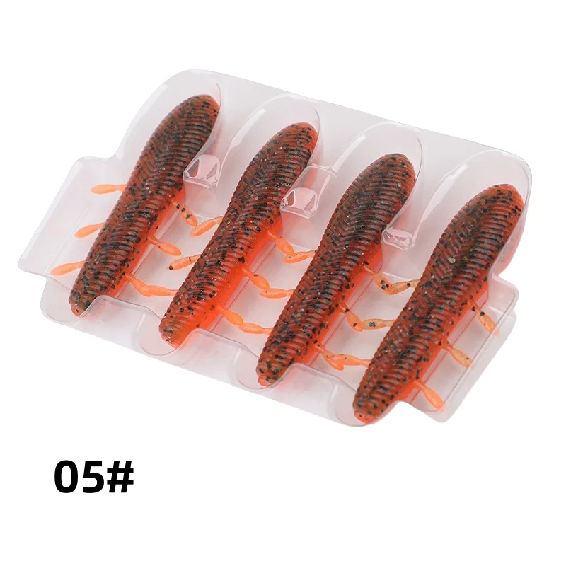 MUKUN 4 Uds nuevas Señuelos de pesca blandos de patata bailando 11g/70mm cebos blandos hundidos de PVC agregar sal aparejos de pesca de pescado - imagen 5