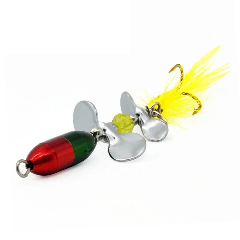 Señuelo de pesca luminoso giratorio con lentejuelas, cebo Wobbler con pluma para lubina, trucha, perca, Lucio, fundición larga, 7cm, 10g - imagen 4
