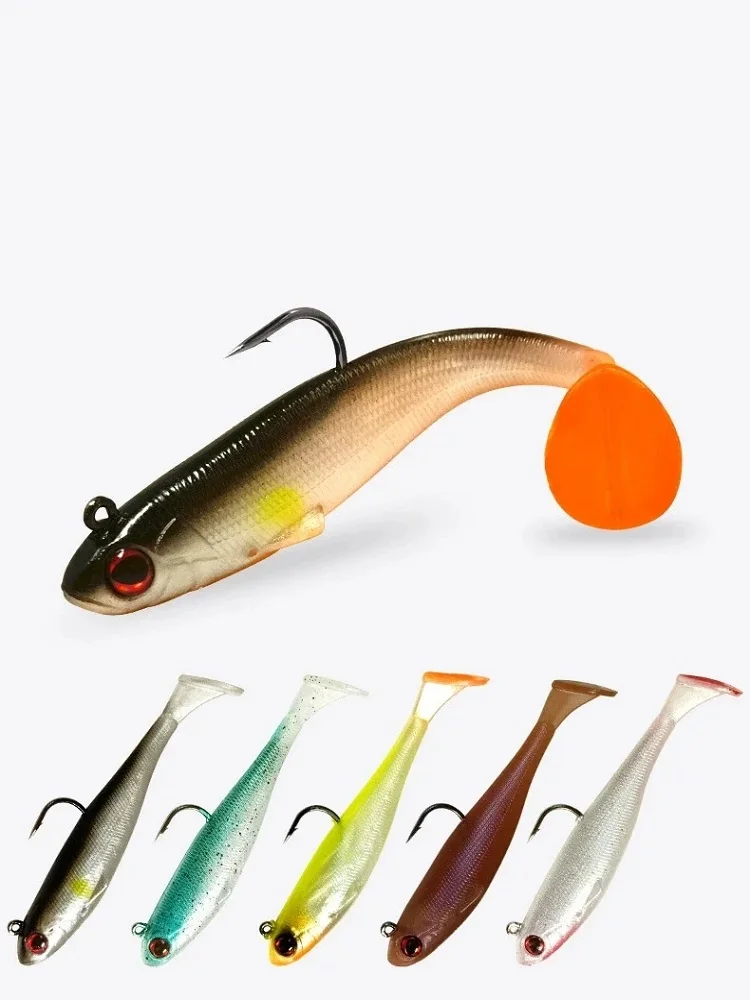 Cebo suave giratorio preinstalado de 9cm con anzuelo, Wobblers de Jigging, cebos de agua salada, señuelos blandos, Señuelos de Pesca para lubina - imagen 2