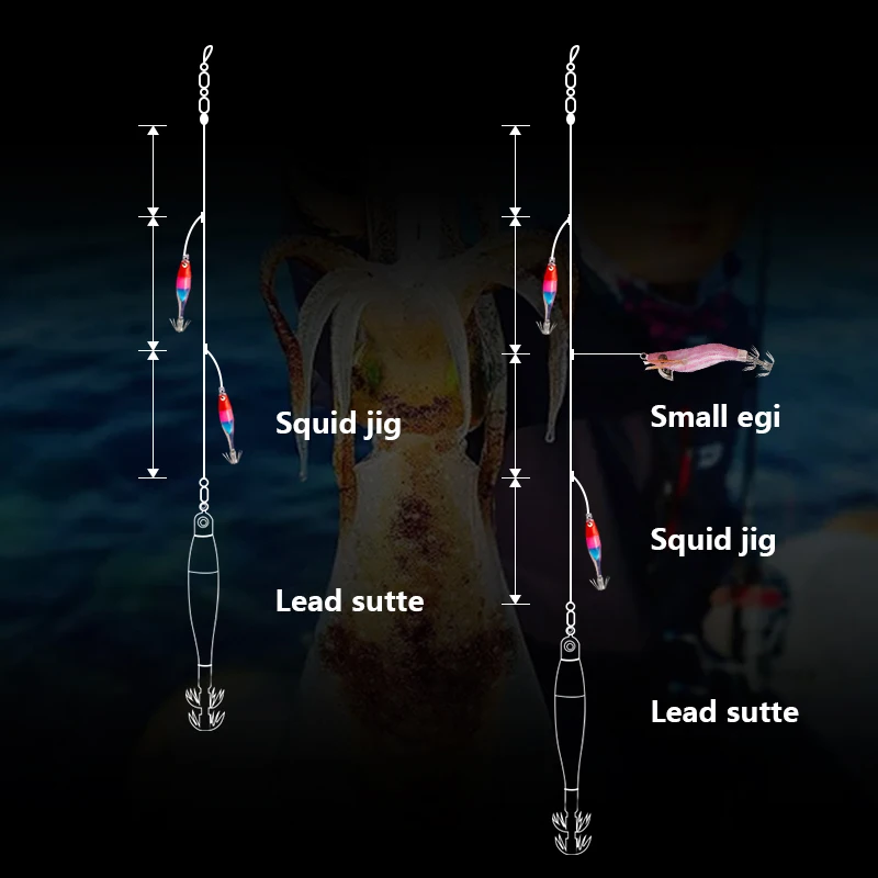 LETOYO 50mm anzuelo atado a mano seda de algodón plantilla de calamar luminosa con luz ultravioleta señuelo de calamar flotante pulpo Webfoot señuelos para pescar sepias - imagen 3