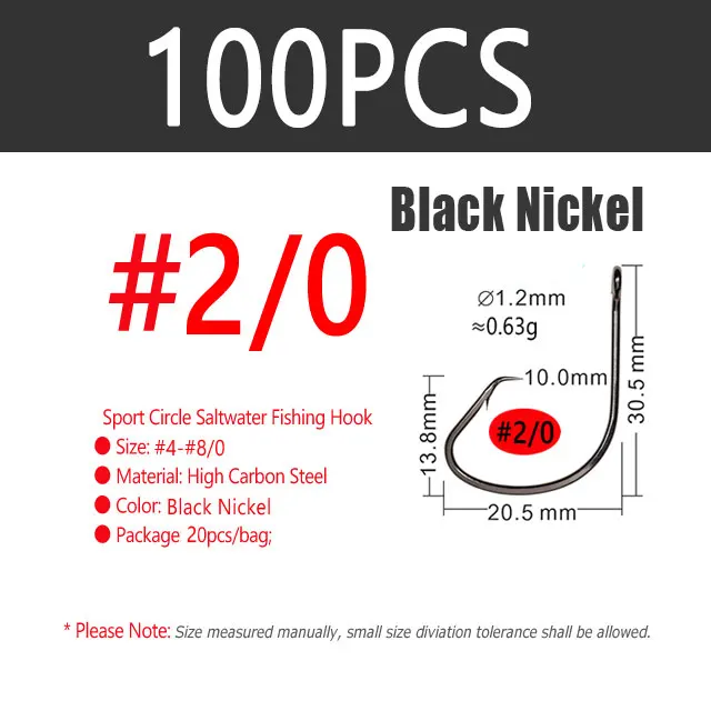 100pcs Size2I0 Black