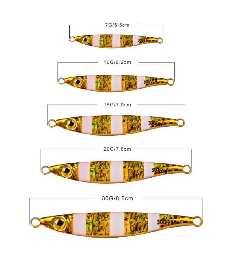 Señuelo de pesca de Metal duro, cebo de lubina para curricán, señuelos de Jigging para trucha, señuelos de agua salada, caliente, 7g-30g - imagen 3