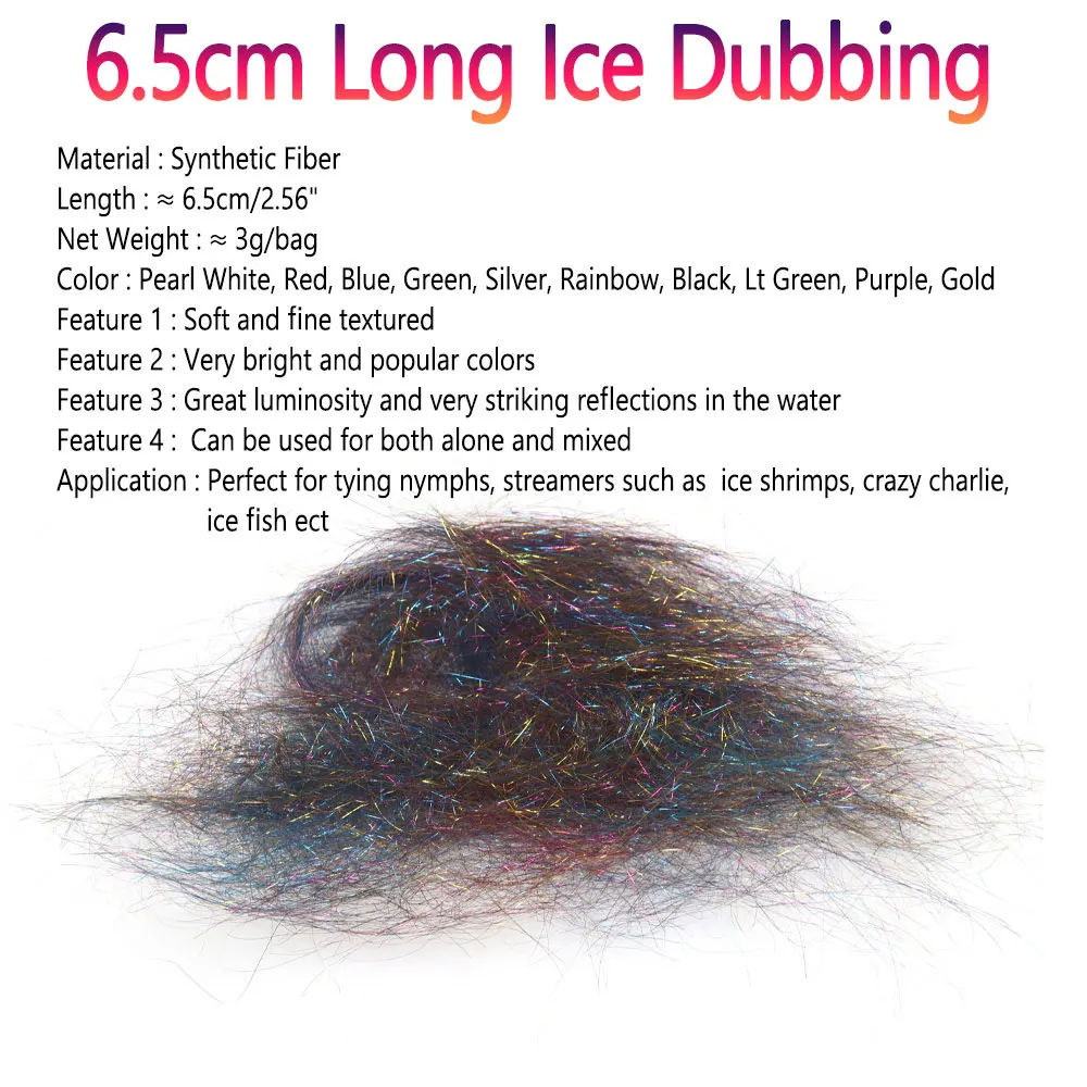 Bimoo-Lote de 10 unidades de fibras sintéticas de 6,5 cm/2,56 pulgadas de largo, cebo de ala fina, Streamer, Minnow, Material para atar moscas - imagen 3