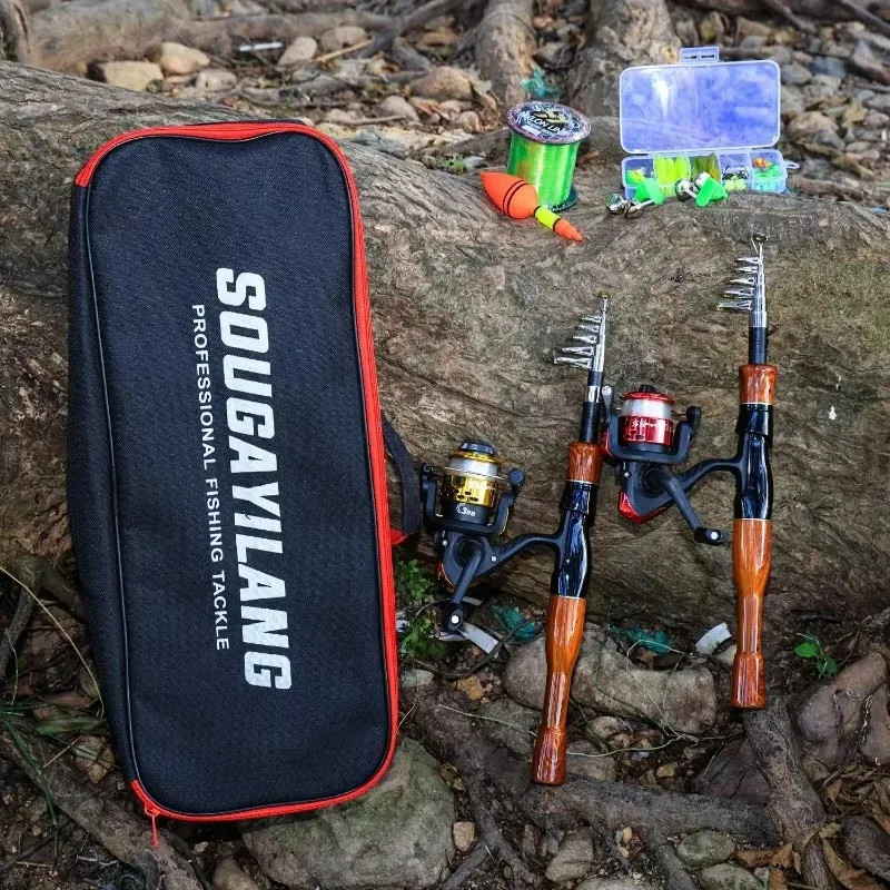 Sougayilang Kit Completo: Caña Telescópica 1,6m con Carrete Giratorio - imagen 5