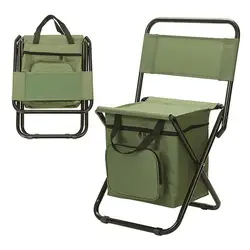 Silla plegable portátil con bolsa térmica, asiento de taburete plegable resistente al agua para acampar, mochilero, Picnic en la playa, pesca