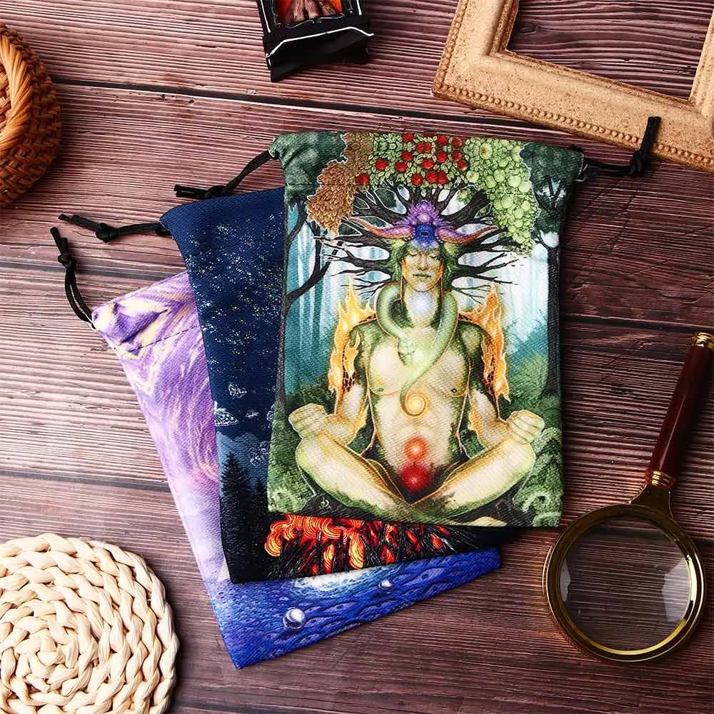 Suministros de brujería para juegos, bolsa de tarjeta de oráculo impresa con pentagrama de Altar de 13x18cm, paquete con cordón, bolsa de adivinación, bolsa de almacenamiento ta-rot - imagen 4