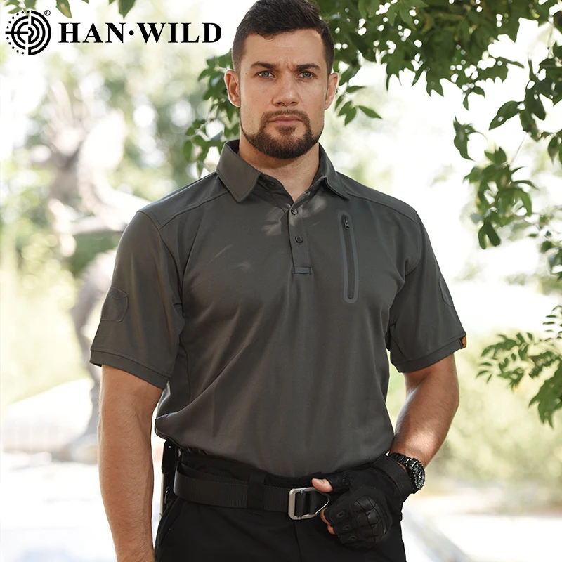 HAN WILD-Polo de manga corta para hombre, ropa deportiva, camiseta de tenis de Golf, camiseta táctica de camuflaje, camisetas de secado rápido - imagen 4
