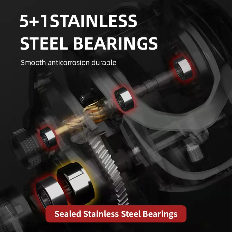 Carrete de Baitcasting J-BARZILLAI PL, carretes de pesca de agua dulce y salada, arrastre máximo de 8KG, carrete ligero para Surf, carretes Baitcaster - imagen 4