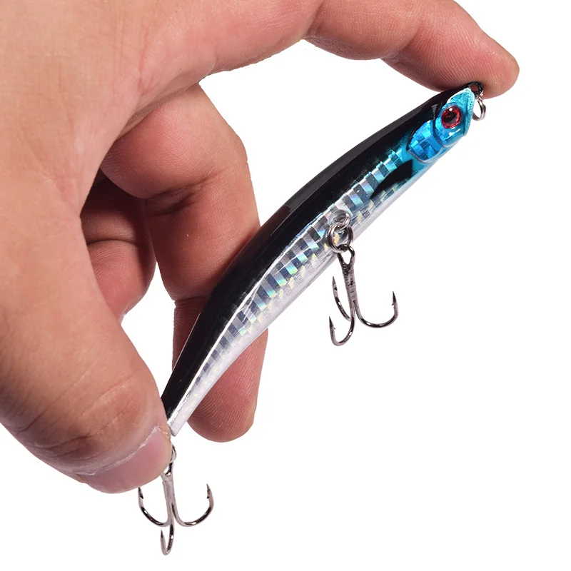 Señuelo de pesca de lápiz de agua superior, 5 piezas, colores mezclados, 9cm, 8g, giratorio, Wobblers, aparejos, cebo Artificial de plástico láser con ganchos 6 #