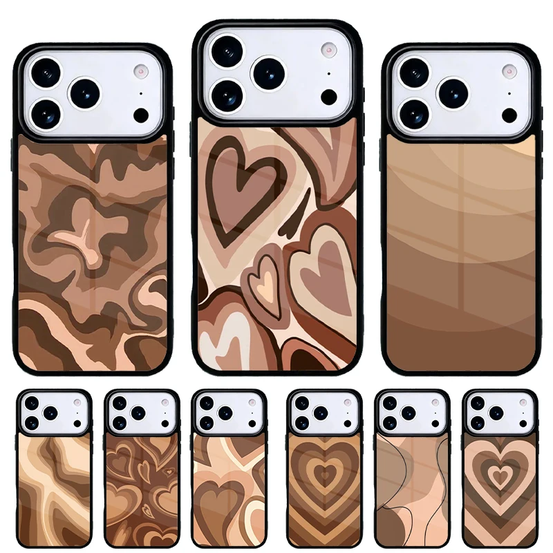 Funda iPhone Latte Love Brown Heart Aesthetic – Diseño corazón marrón