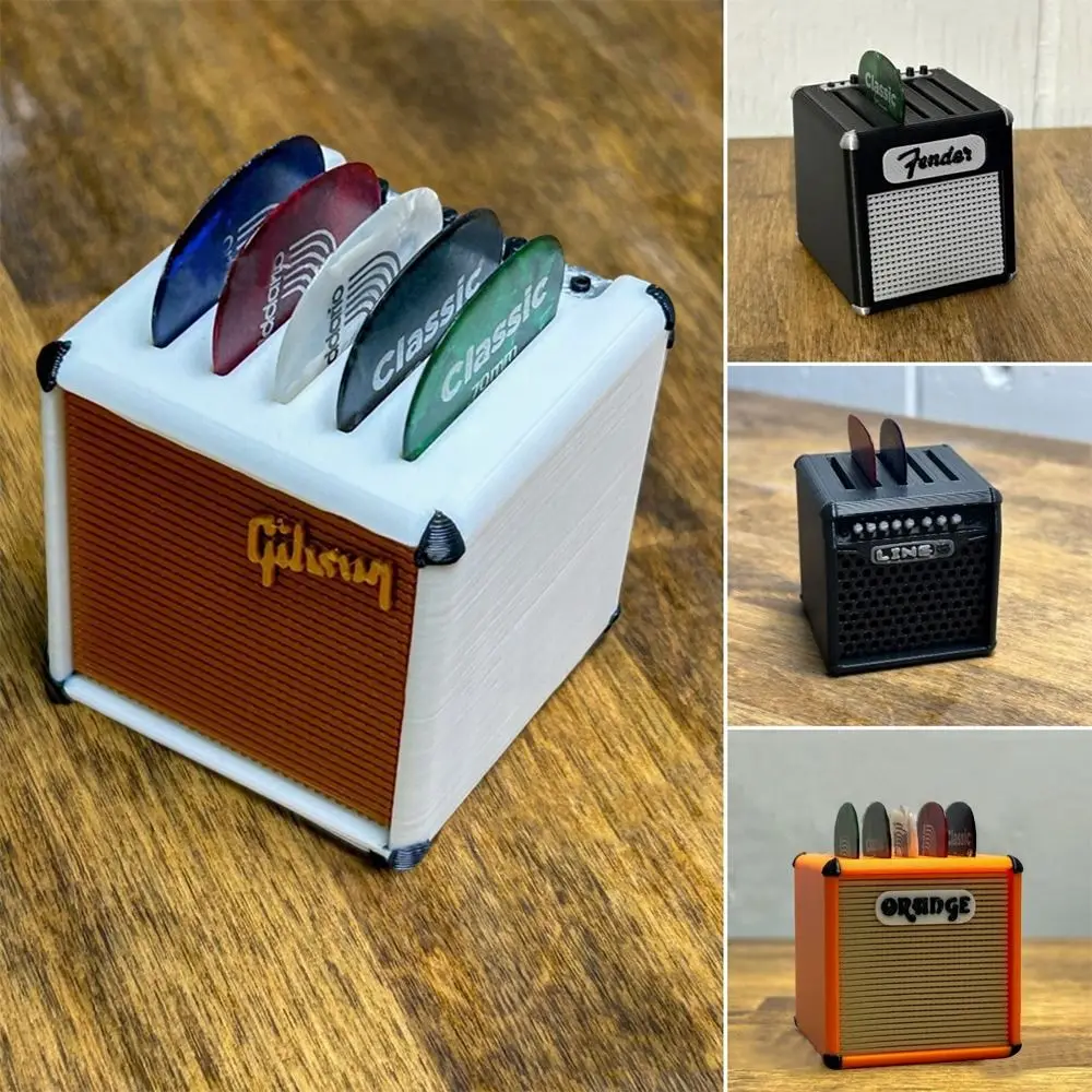 Soporte portátil para púas de guitarra, altavoz con amplificador impreso en 3D, caja organizadora para almacenamiento y exhibición de púas - imagen 4