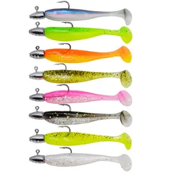 Cebo de Pesca suave con cola en T, 3,2g, 6,2 cm, combinado con ganchos para la cabeza, Wobblers artificiales, Swimbait, aparejos de Pesca para lubina, Lucio, Pesca