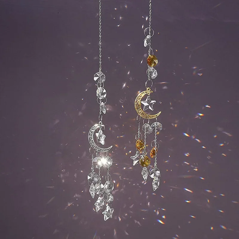 Atrapasueños cristal arcoíris – Campana viento artesanal para jardín