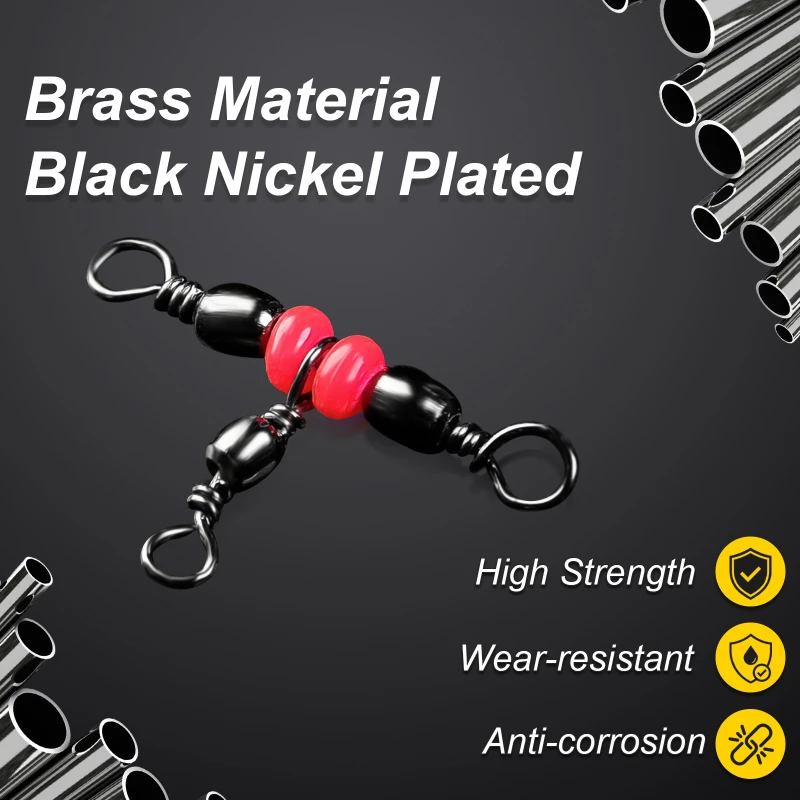 Conector de pesca giratorio de tres vías, anillo a presión con cuentas para línea de señuelo de anzuelo, accesorios de pesca, 100 unids/set - imagen 3