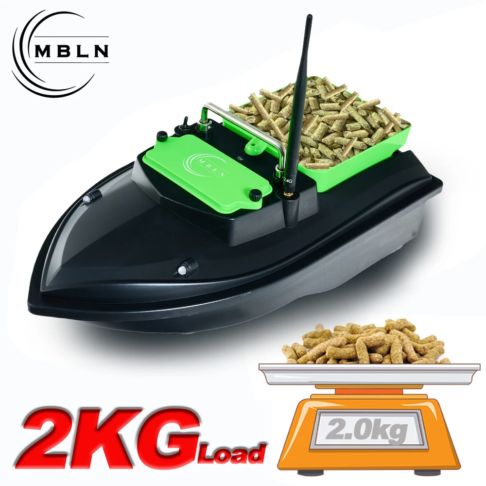 MBLN Barco de cebo para pesca de carpa, doble caballete, carga de 2 kg, alcance remoto de 300 m, velocidad de 1 m/s, herramienta de cebo de precisión para pescadores