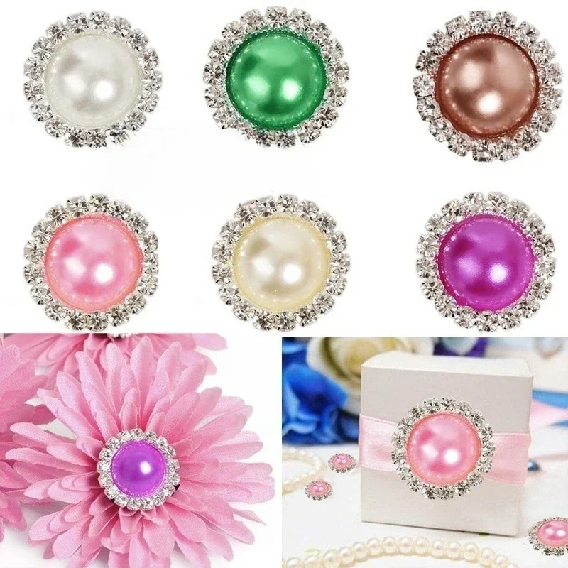 2 unid/set de cierre a presión de perlas de diamantes de imitación redondos a la moda, botón de latón y Metal para ropa, accesorios artesanales, botones de hebillas decorativas - imagen 5