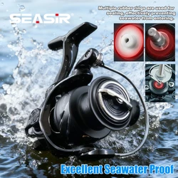 Carrrete spinning SEASIR de bobina lenta con tornillos de carbono para agua salada