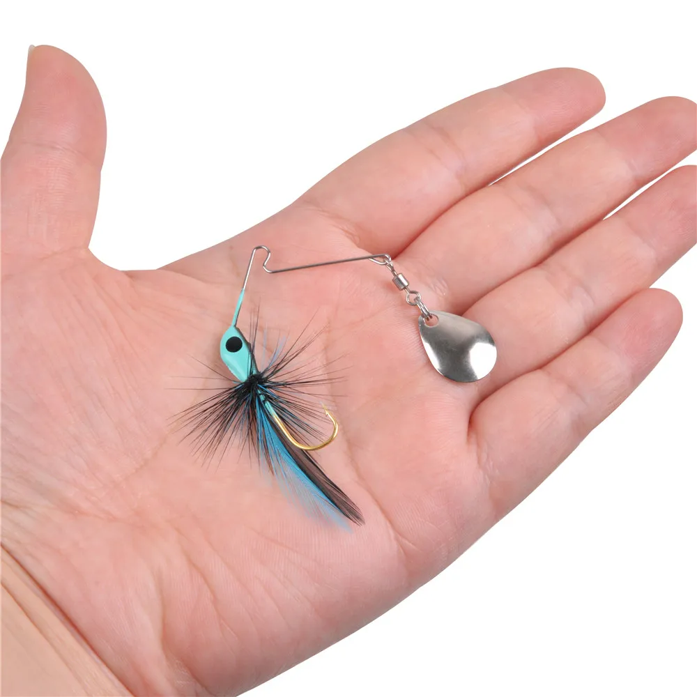 6 uds cebos giratorios para pesca de lubina Kit con cuchillas Colorado Spinnerbait Jig cabezas cebo Teaser para pesca de tipo de pez de trucha salmón - imagen 5