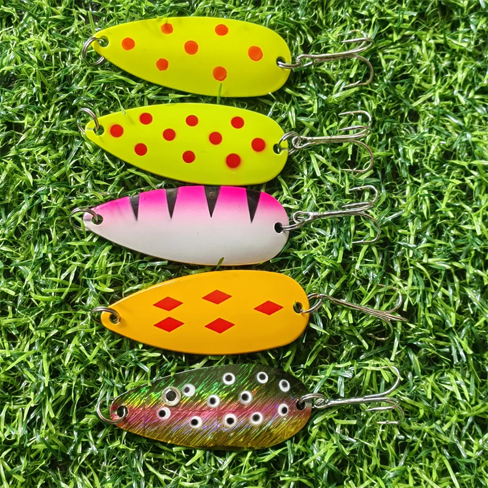 MUKUN-cuchara giratoria de pesca de Metal, 9g, 12,5g, señuelo de pesca de fundición larga, anzuelo triple, peladores de trucha, caballa, bagre, agua salada - imagen 3