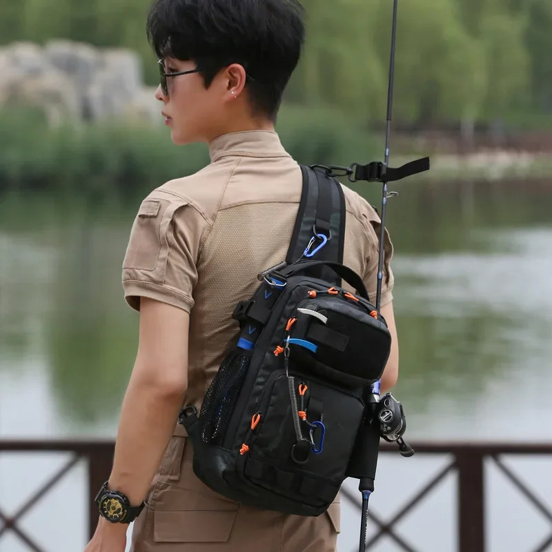 Bolsa de pesca multifuncional, bolsa de pesca con señuelo de gran capacidad, almacenamiento para deportes al aire libre y ciclismo, bandolera de un solo hombro - imagen 4