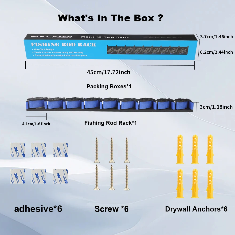 ROLLFISH-caña de pescar montada en la pared con 9 agujeros y estante para tacos de billar, estante Vertical y Horizonta, marco fijo para garaje y hogar - imagen 5