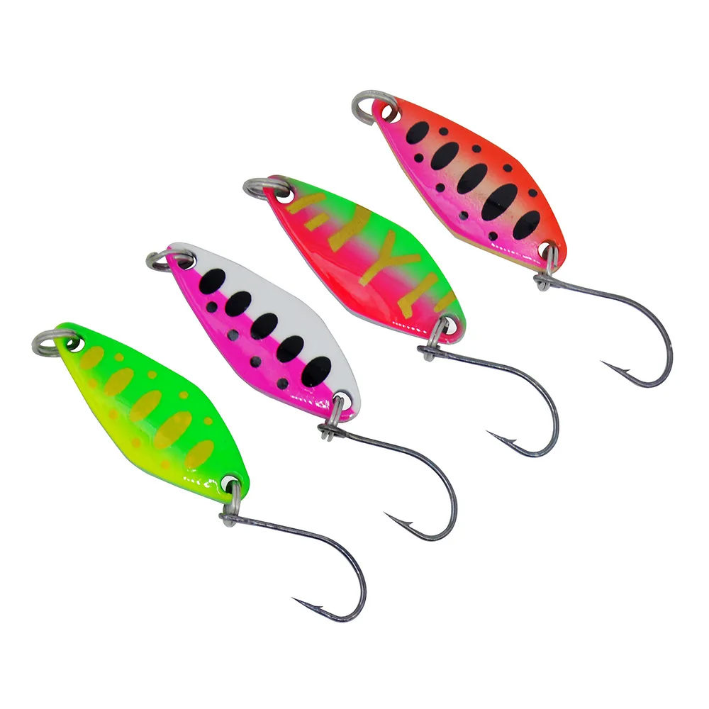 MUKUN, 1 Uds., señuelo para trucha, cuchara, cebo 3,6g, 29mm, pintura colorida, Metal de cobre, Señuelos de Pesca artificiales para trucha, perca, Chub - imagen 5