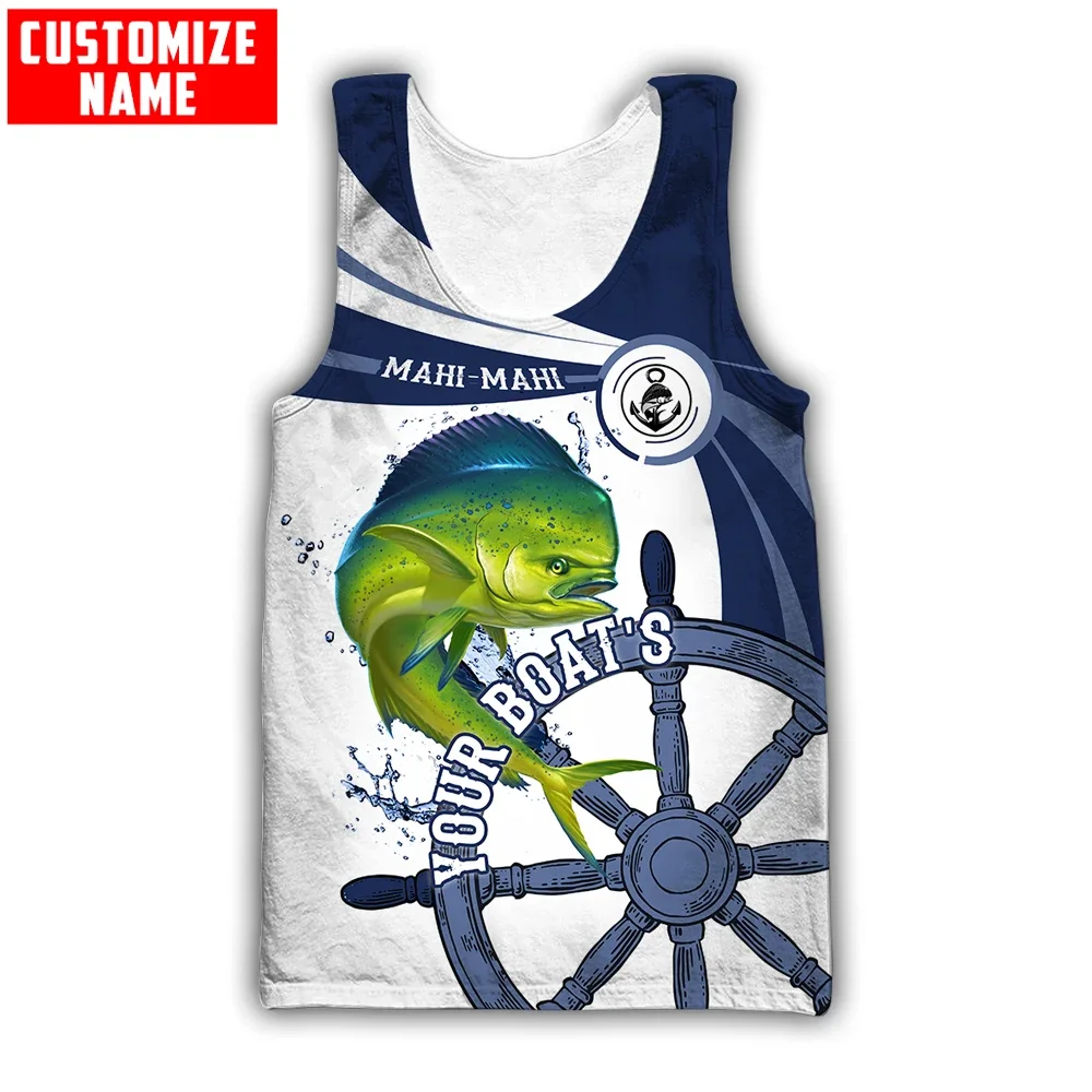 Nombre personalizado Mahi-mahi pesca 3D impreso chaleco para hombre moda camiseta sin mangas ropa de calle de verano Cool camisetas sin mangas Unisex BX51 - imagen 2