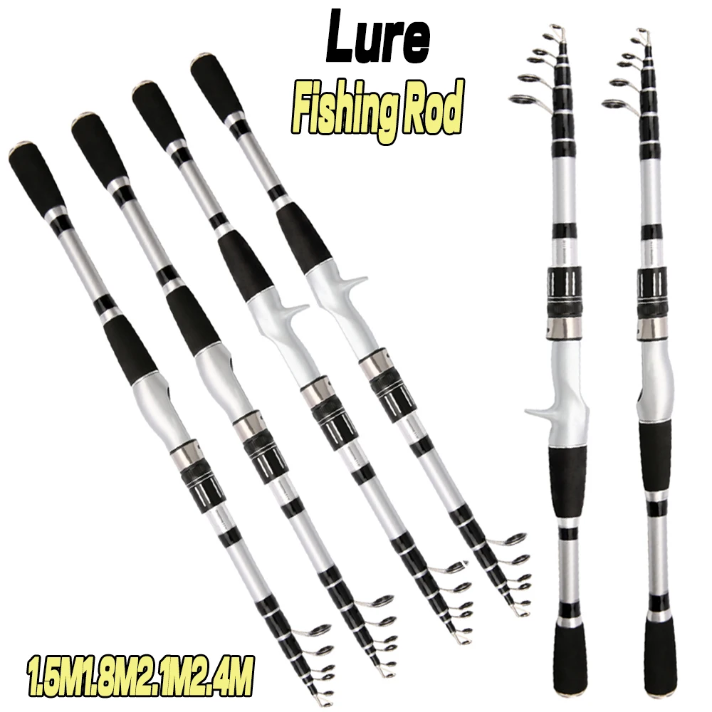 Ghotda-caña de pescar giratoria, Vara de fibra de carbono ultraligera, mango EVA, Baitcasting, 1,5 m, 1,8 m, 2,1 m, 2,4 m