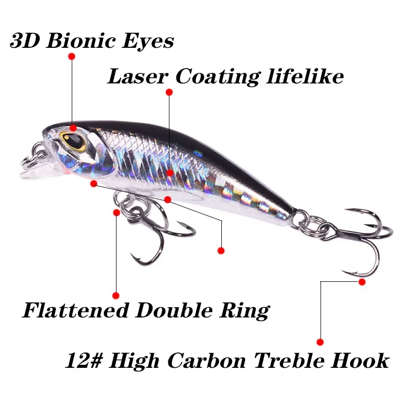 Señuelo de pesca Wobbler con manivela de pececillo, 4,5 cm, 3,8g, Wobblers Artificial, Swimbait, aparejos de pesca para lubina, Lucio, Jerkbait, 1 ud. - imagen 4