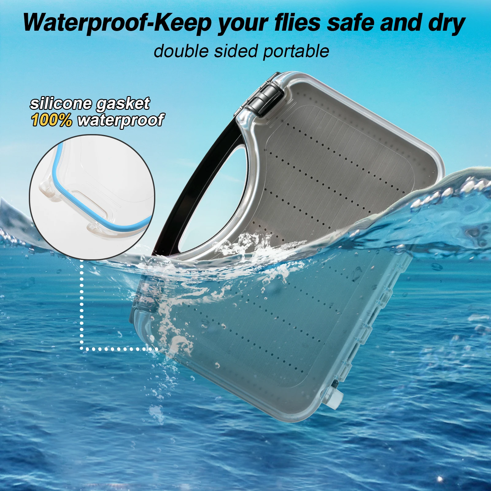 Goture-señuelo de pesca con mosca, resistente al agua, cebo, trucha, moscas, caja de almacenamiento, contenedor, señuelo de pescado de doble cara, línea de cebo, gancho, caja de aparejos - imagen 2