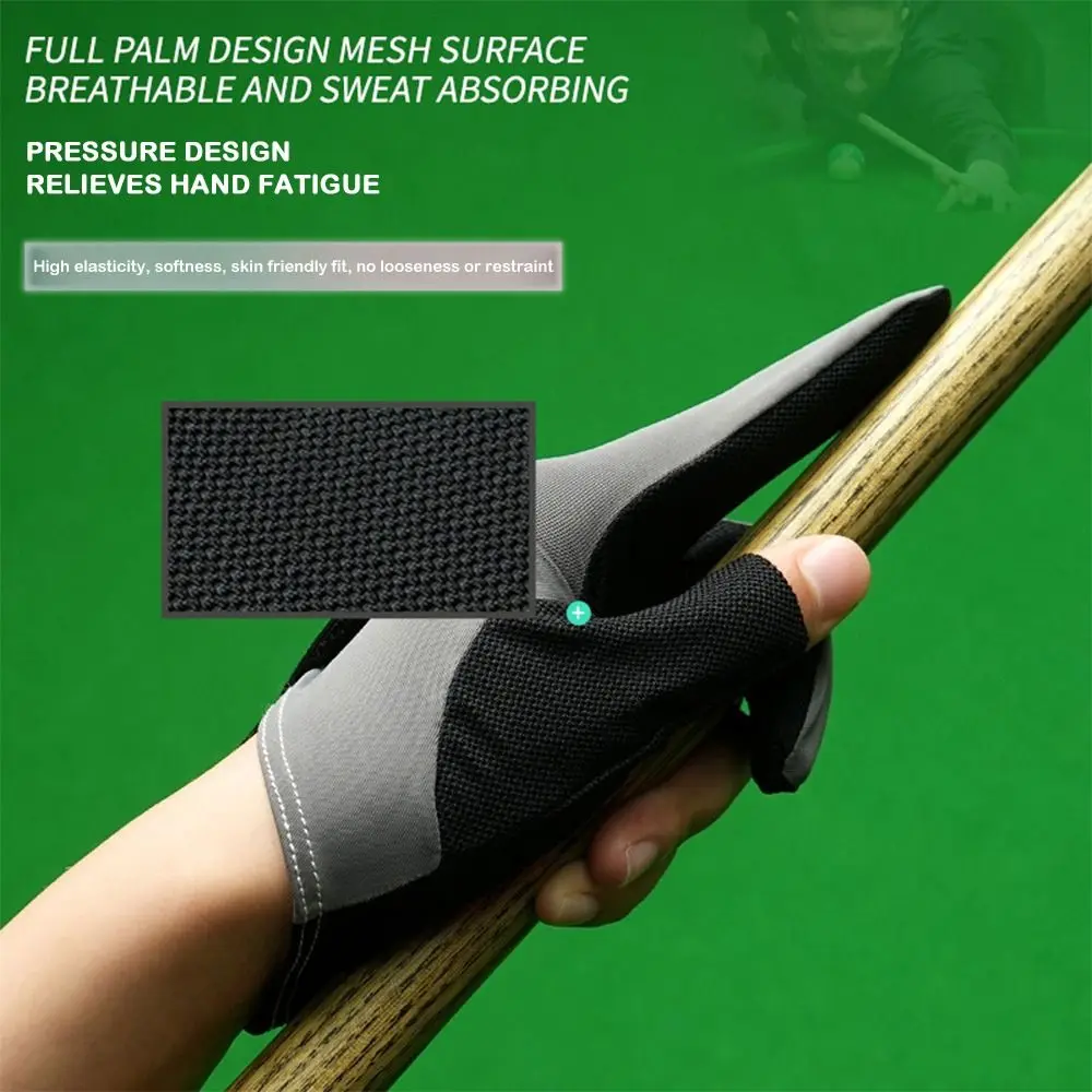 Guantes de billar para hombre, guantes de piscina con 3 dedos para mano izquierda, antideslizantes, transpirables, accesorios de billar, 1 ud. - imagen 5