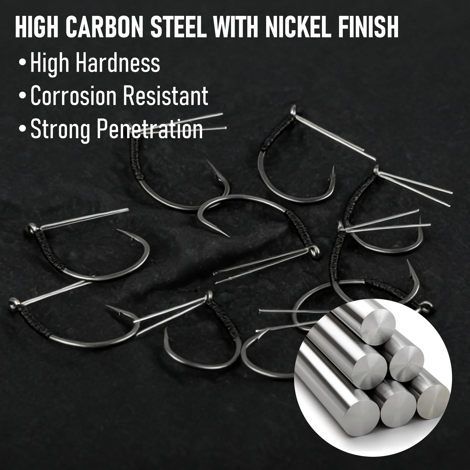 50 Uds. Anzuelos de pesca locos sin malezas, anzuelo de pesca de lubina Ultra afilado de espacio ancho para aparejo de tiro de gusano, aparejo loco Neko - imagen 3