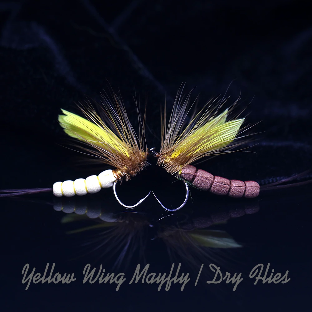 ICERIO 3 uds ala amarilla mayfly cola de espuma mosca seca trucha pesca señuelo cebos moscas - imagen 5