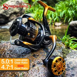 Carrete de pesca giratorio Sougayilang 1000-5000, relación de engranaje 5,0:1, arrastre máximo CNC, carrete giratorio de 10kg, trucha de lubina para pesca en agua dulce