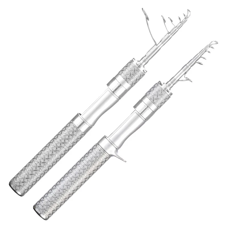 DEUKIO-caña de pescar giratoria telescópica de 1,68/1,8 m, punta suave de fibra de carbono ligera, Mini caña de pescar de sección ultracorta de 31cm - imagen 5