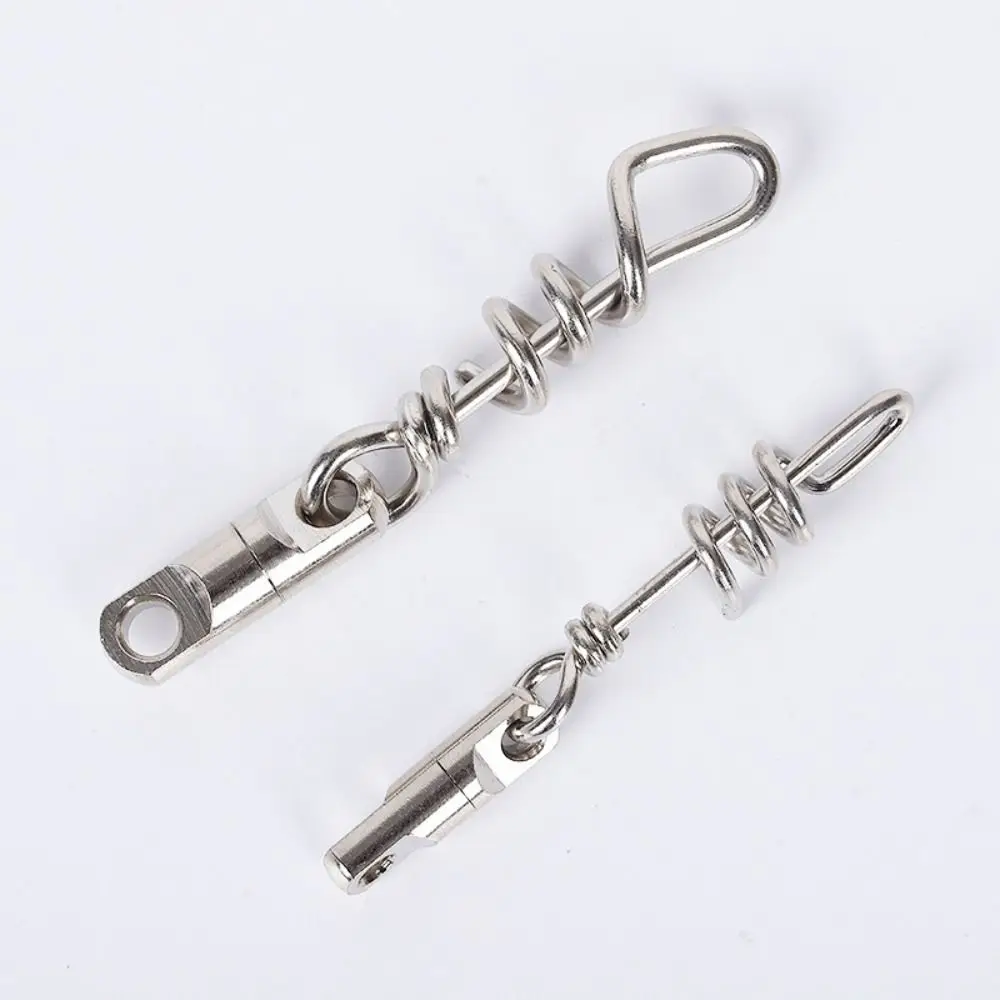 Sacacorchos de pesca de 5 piezas, broches giratorios de pesca de agua salada, acero inoxidable, giratorios redondos de alta resistencia, Conector de señuelo a presión - imagen 2