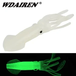 Señuelo de calamar biónico luminoso en silicona suave con brillo fácil