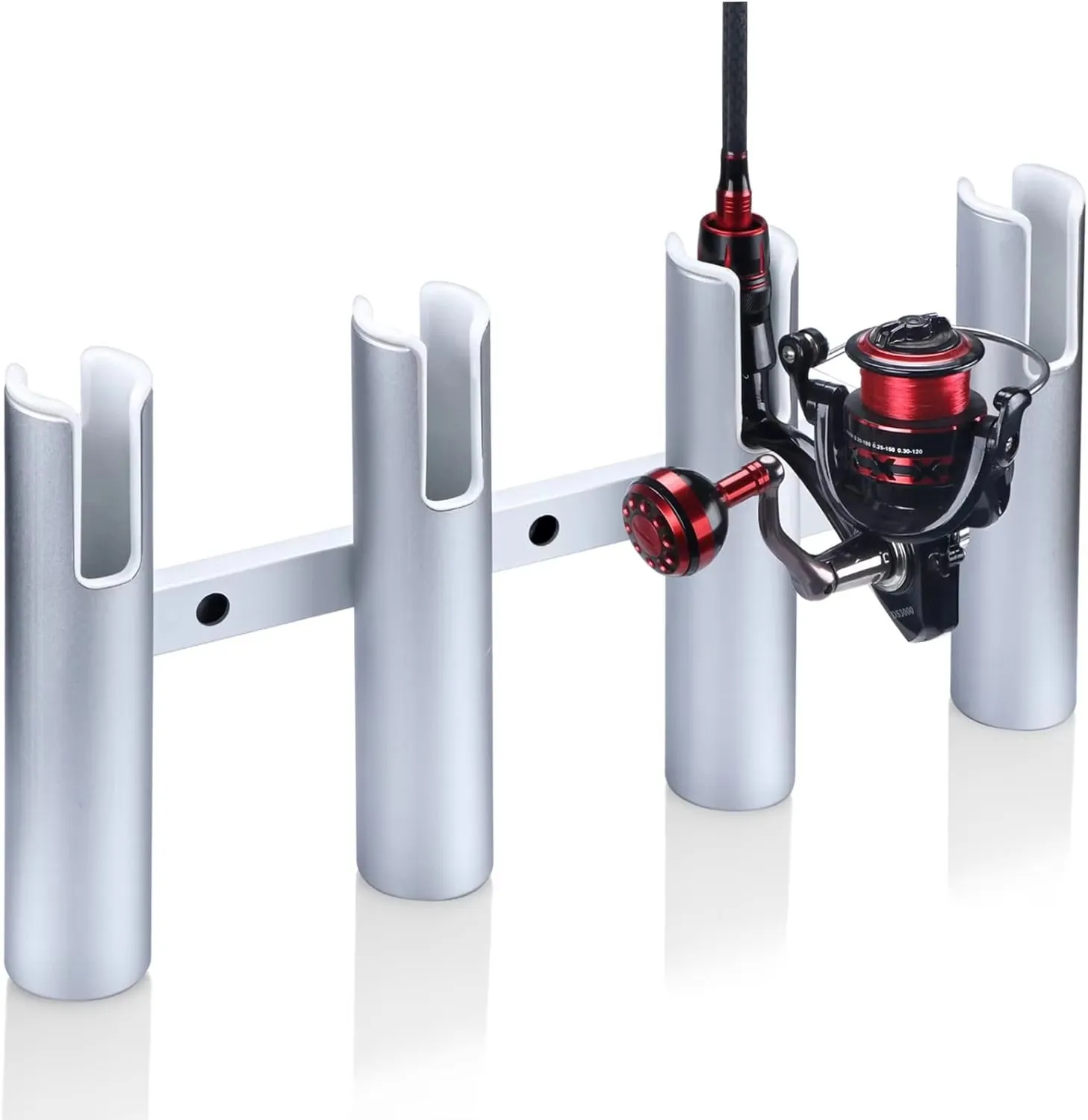 Portacañas de aluminio para barco – Tubo articulado plateado