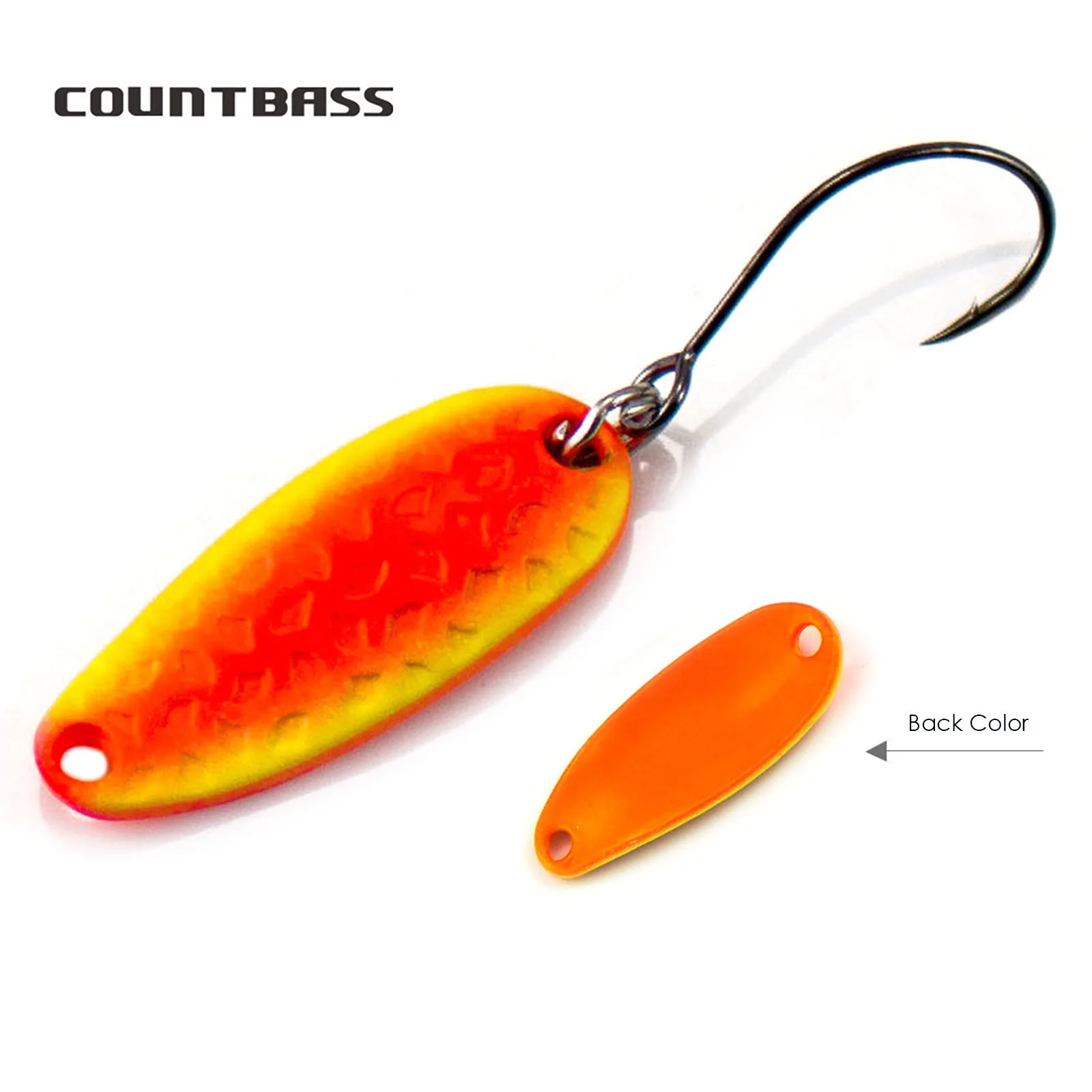 Cuchara de fundición de latón Countbass con un solo gancho, tamaño 29x11,5mm, 3,5g 1/8oz Señuelos de pesca de lubina, trucha y salmón