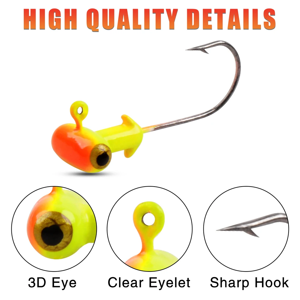 25 unids/caja anzuelos de pesca, Kit de cabezales de plomo para fútbol, anzuelos de manivela con púas para lubina, trucha, accesorios de pesca dorados - imagen 4