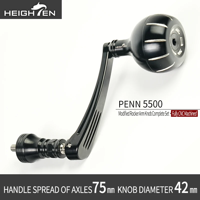 Carrete giratorio para máquina completa HEIGHTEN PENN, mango único, longitud del eje de 75mm, equipado con perilla de 42mm de diámetro, modificación de señuelo