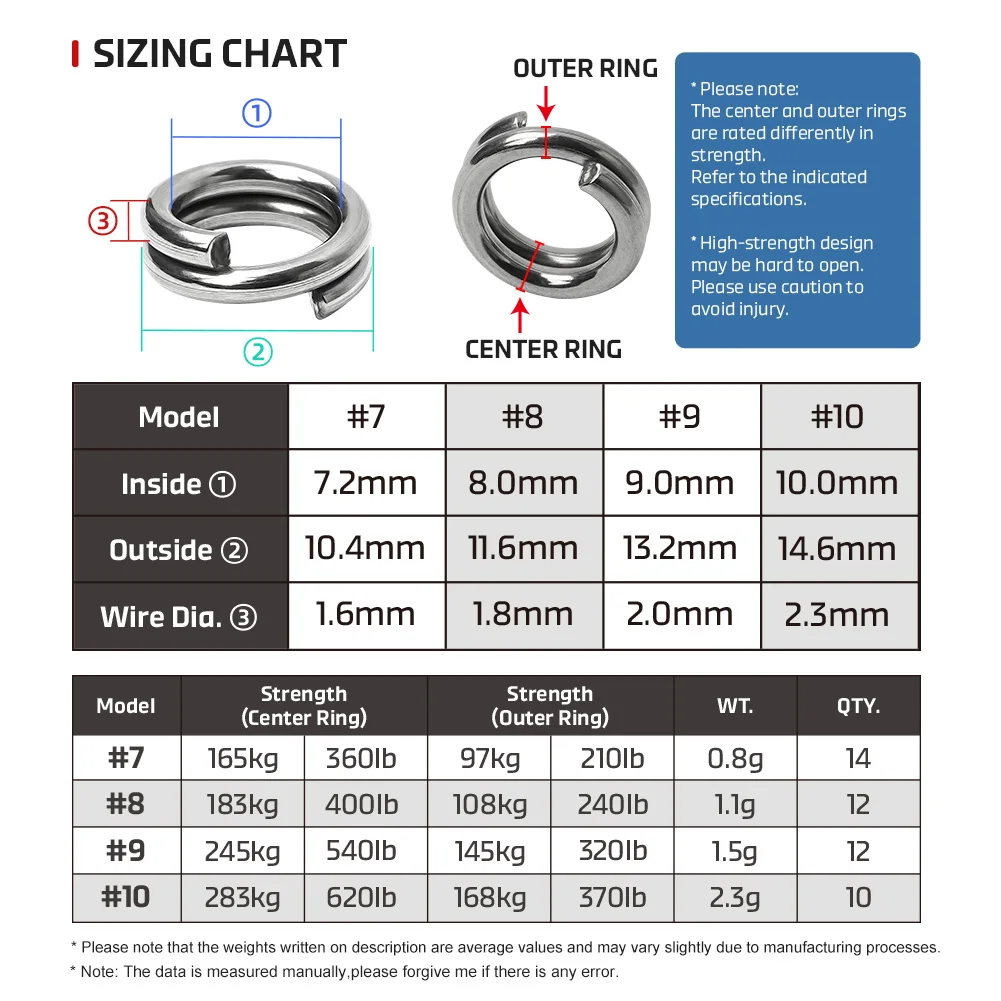 Anillos partidos NOEBY ultra pesados – Acero inoxidable para mar - imagen 3