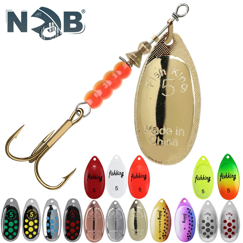NGB-señuelo de pesca de Metal, cebos giratorios, 1 Uds., 3,9g, 4,6g, 7,4g, 10,8g, 15g, cuchara giratoria, Spinners con anzuelos triples, cebos para Lucio