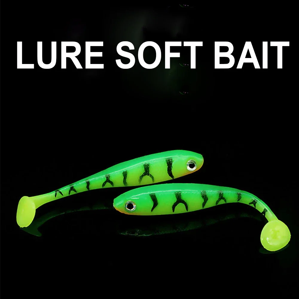 Señuelo de Pesca con cola en T, cebo de silicona suave, Swimbait, Jigging, Wobblers, aparejos, 7cm/2,1g, 5 piezas - imagen 5