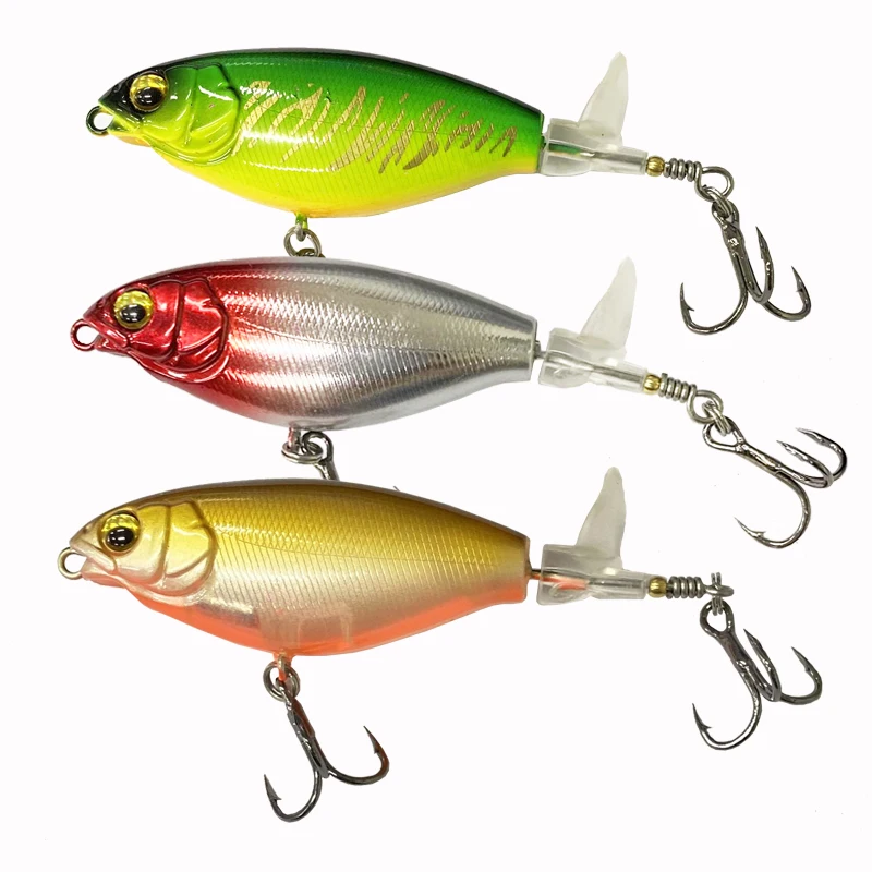 Señuelo de pesca Topwater, 1 piezas, 7cm/8,5 cm, Whopper Popper, cebo Artificial, Plopper duro, cola giratoria suave, aparejos de pesca - imagen 2