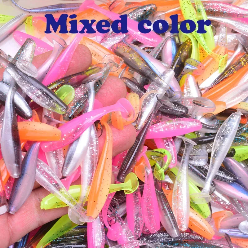 10 unids/bolsa Easy Shiner señuelos blandos 50mm 75mm cebos señuelo de pesca Shad doble Color cebo de silicona Artificial T cola Wobblers