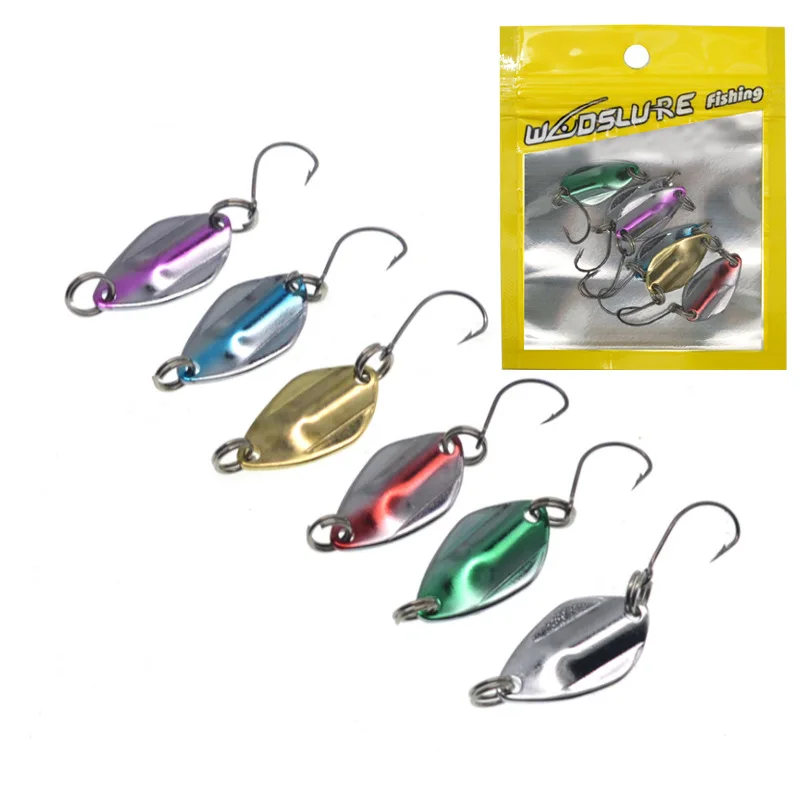 6 uds 3g/25mm cuchara giratoria de Metal señuelo de pesca de trucha cebo duro lentejuelas ruido Paillette cebo Artificial pequeño spinner de lentejuelas duras - imagen 2