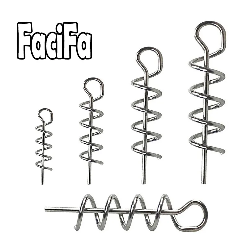 50 o 100 Uds. Alfileres de pesca con bloqueo giratorio de resorte, tornillo de pesca, Pin de centrado, aguja de pestillo fijo para señuelo suave, cebo, gusano