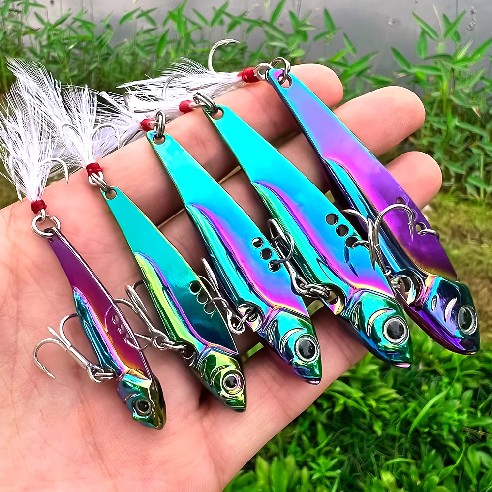 1 Uds plantilla cuchara de Metal señuelo de pesca 5g-20g láser Artificial VIB vibración cebo duro Crankbaits invierno lubina aparejos de pesca - imagen 3