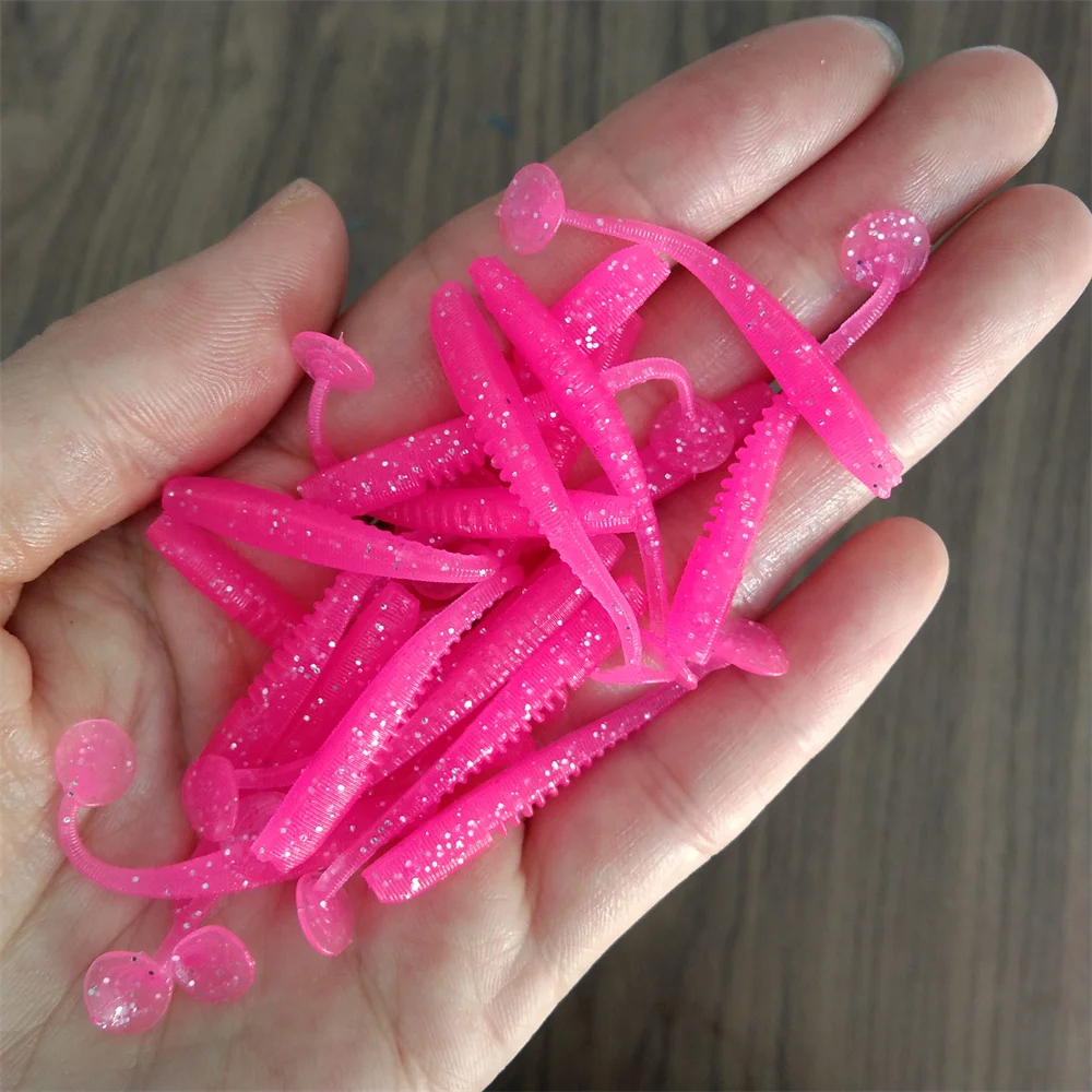 TSURINOYA-señuelo de pesca flexible, 6 bolsas, 120 piezas, cola en T, 38mm, 0,4g, cebo Artificial de silicona UV suave para peces de roca Ajing - imagen 5